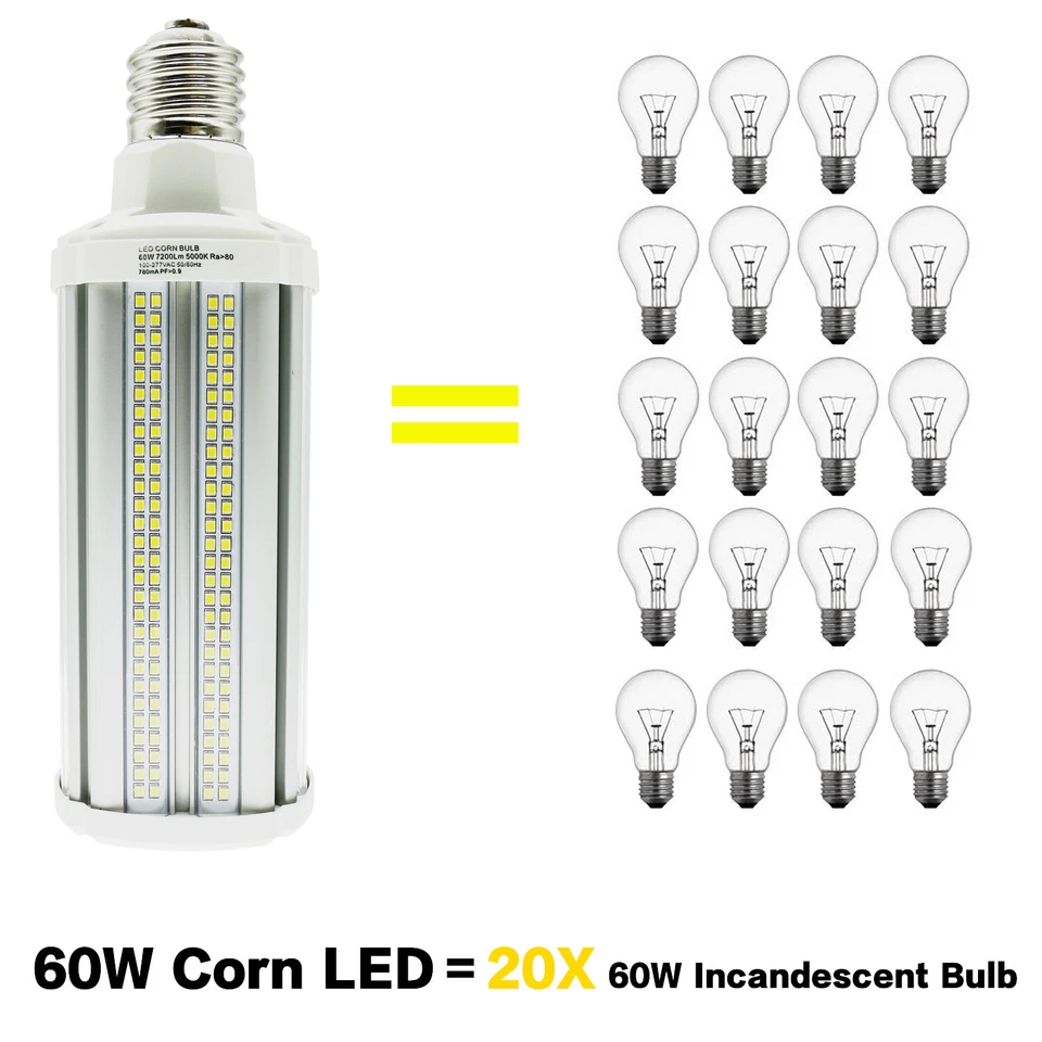 450 W Eqt LED Corn Light Bulb 60W 7800Lm 5000K E39 Large Base Super Bright - Image 4 of 4