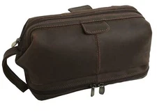 Vintage Leather Travel Toiletry Bag Shaving Dopp Kit Men Shaving Case Pouch 