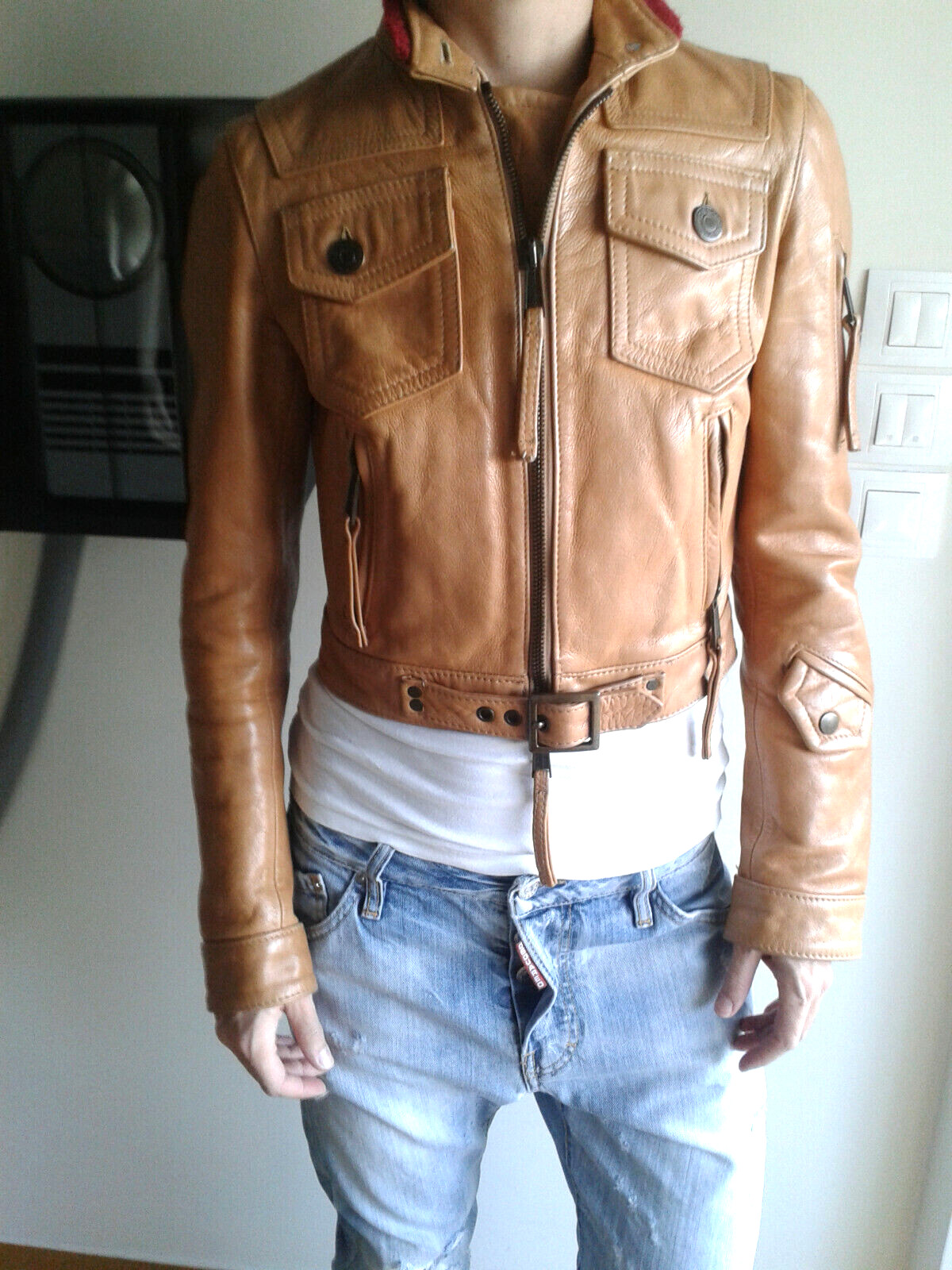 Authentic DSQUARED leather biker jacket mod.73PK0… - image 7