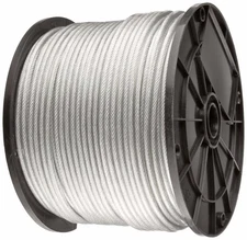 Vinyl Coated Wire Rope Cable 3/32 - 1/8, 7x7: 50,100, 250, 500 and 1000 Ft