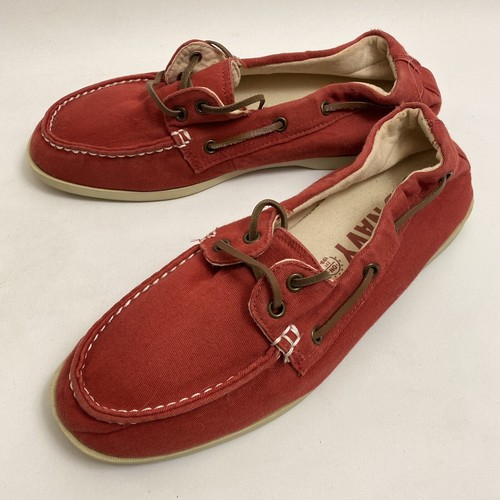Old Navy Men’s Red Canvas Boat Shoes 10 Deck Shoes 2 Eye Lace Up - Picture 14 of 16
