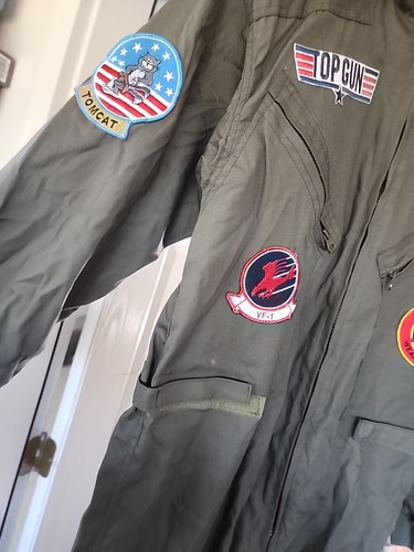 Top Gun Flight Suit Halloween Costume Maverick / Goose Leg Ave S/M Aviator Suit - Picture 5 of 9