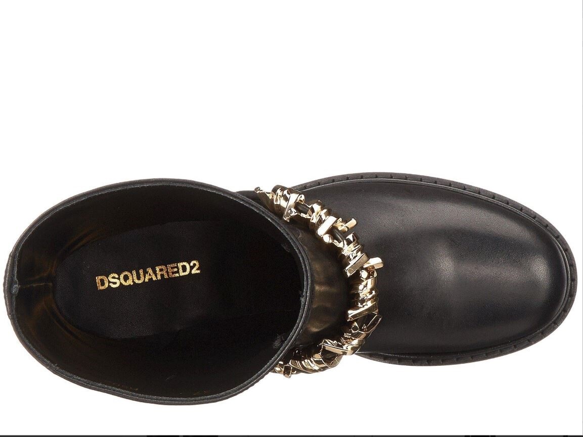 DSQUARED2 Womens Flat Ankle Boot Black leather SZ 37 | eBay