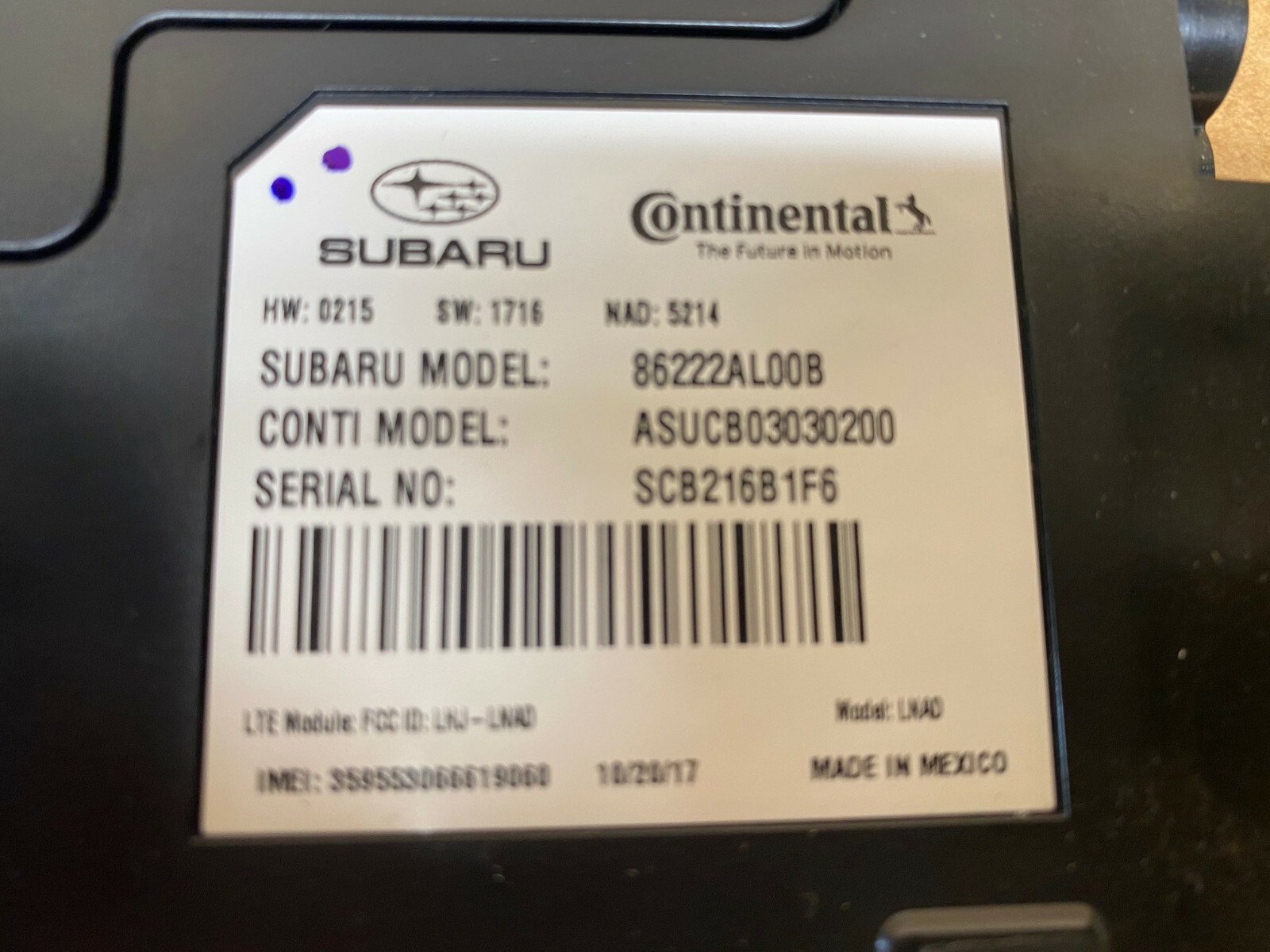 18 19 SUBARU LEGACY & OUTBACK TELEMATICS COMMUNICATION MODULE ...