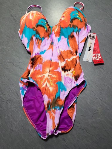 Traje de baño Spanx 1391 Aloha floral de una pieza, Reino Unido talla 18 taza B/C