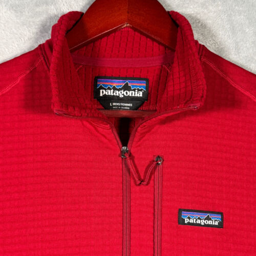 Patagonia 1/4 Zip Large Red Pullover Sweater R1 Regulator Fleece *ALTERED SHORT