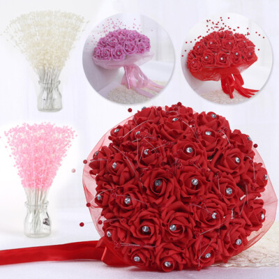 20Pcs Beads String Branches  Artificial Pearl Bouquet Handmade Party Decors