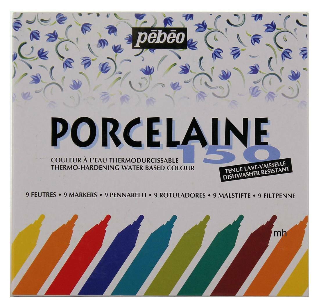 Pebeo Porcelaine 150 China Paint Markers, Assorted 9 Paint Colors