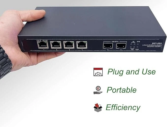 Switch 10G Fibre Optique–2 Ports SFP+ 10Gb, 4 Ports Gigabit Ethernet, Plug&Play - Immagine 2 di 4