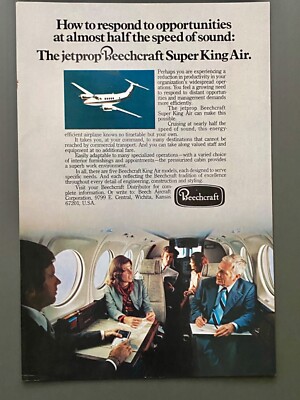 Beechcraft Super King Air Beech Kabine Original 1978 Vintage Ad Werbung Reklame