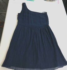 Zara Trafaluc Collection Dress Women's S Blue Pleated Sleeveless One Shoulder