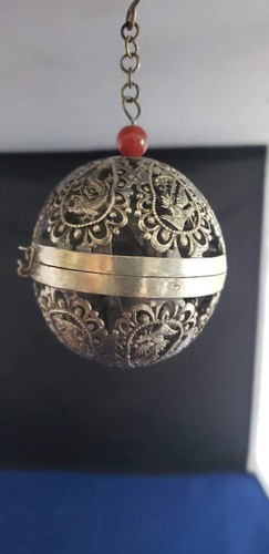 DRAGON GLOBE INCENSE BURNER METAL ASIAN FENG SHUI UNIQUE & BEAUTIFUL 2.75"D - 第 3/12 張圖片