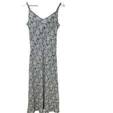 Express Dress Y2K 5/6 Vintage Midi A Line Flowy Black White Print Strappy FLAW