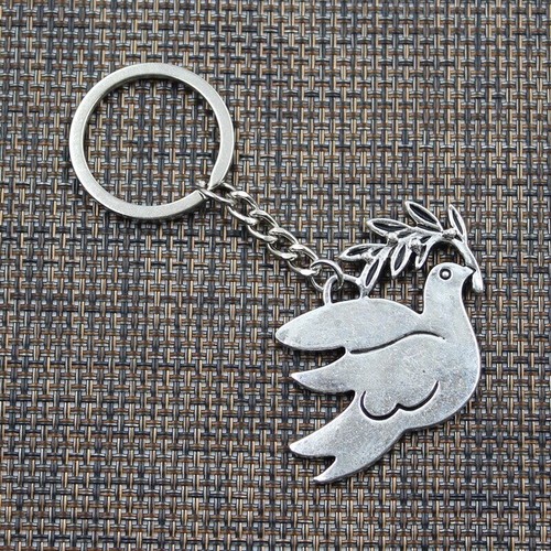 Dove Olive Branch Spirit Animal Sign Symbol Keychain Keyring + Free Gift Bag - Picture 4 of 5