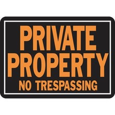Hy-Ko 10x14 Day-Glo Aluminum Sign, Private Property No Trespassing 848 Pack of