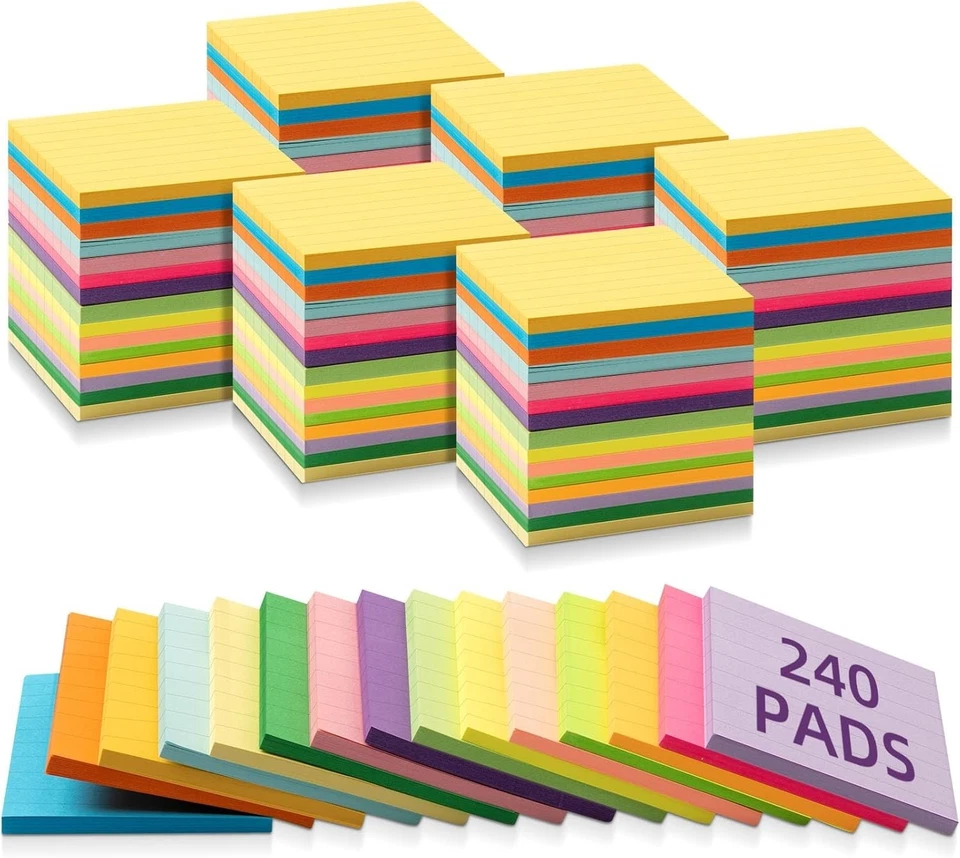 Bulk Sticky Notes 240 Pads Assorted Neon Colors 3x3 Inch - Image 3 of 4