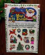 Vintage Christmas Puffy Stickers Holiday 12 Vinyl Stick On Retro 80s NEW