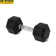 Hex Rubber Dumbbells Set Solid Cast Iron Non-Slip Grip Gym Fitness Training New