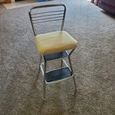 Vintage COSCO White Pull Out Step Stool Kitchen Chair
