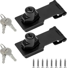 2 Packs 3 Inch Hasp Locks with Keys, Stainless Steel Hasp Latches, Twist Knob...
