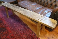 Antique 19th Century oak pig bench rustic primitive original 172x22x45cms sturdy