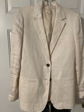 J Crew Linen Single Breasted Blazer Sz 6 Ivor...