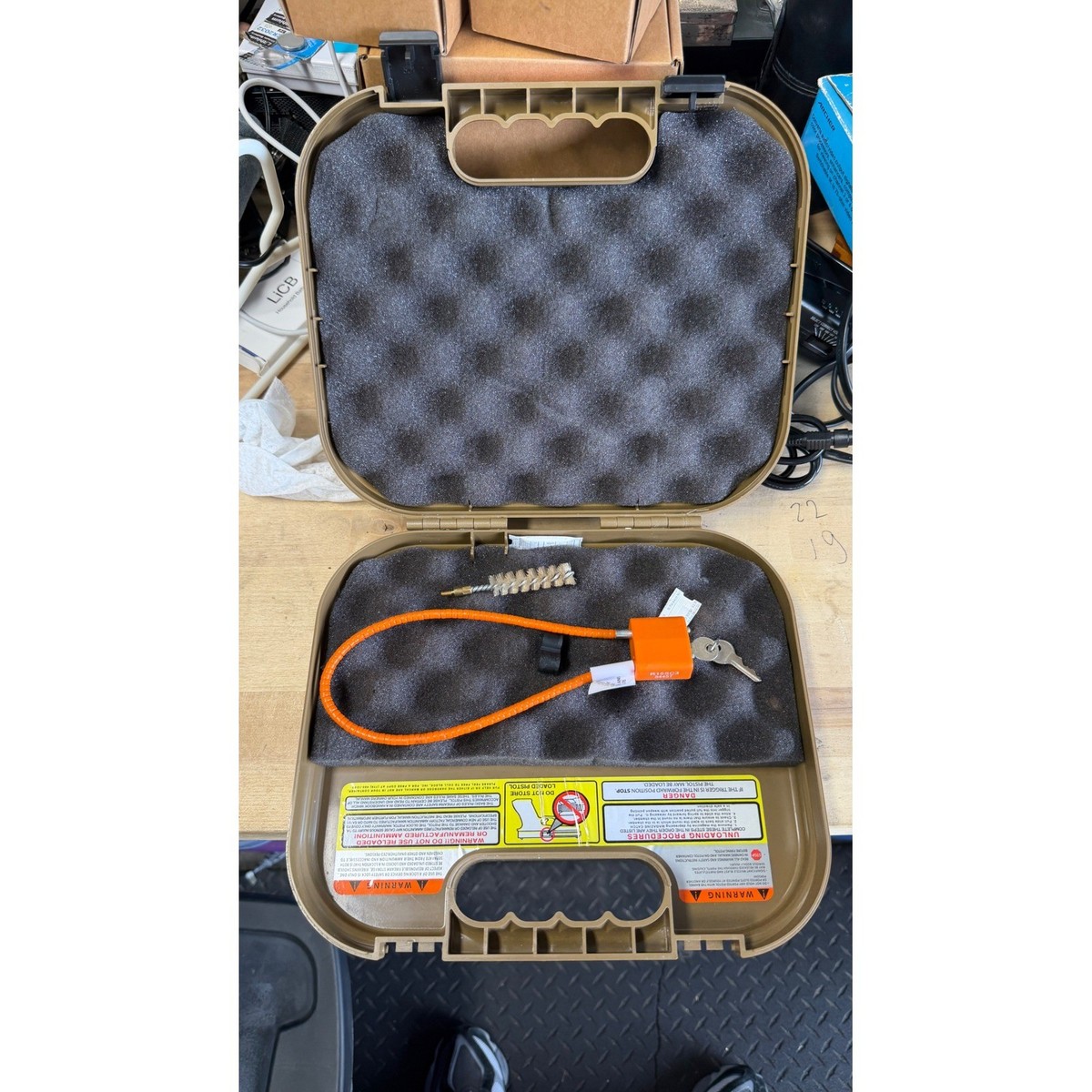 Glock G19X Factory Hard Pistol Case Coyote Tan with Lock and