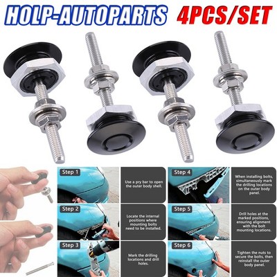 4 x Push Button Quick Release Hood Bonnet Pins Lock Clip Car Bumper Latch Kit US