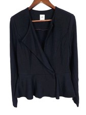 Cabi Size 8 Black Agency Peplum Blazer Jacket Long Sleeve Ponte Knit 3549
