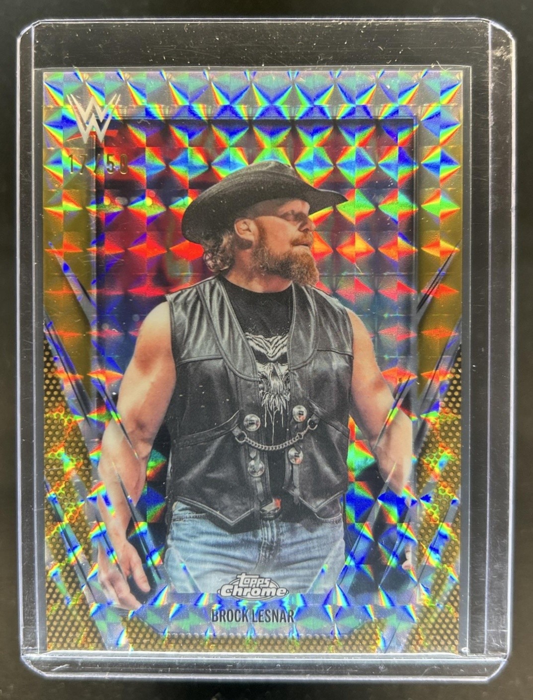 2026 Topps Chrome WWE Brock Lesnar Gold Geometric Refractor #/50