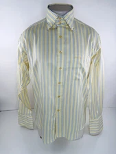 PAUL SMITH London Striped Embroidered Stitching French Cuff 33/34 17 Dress Shirt