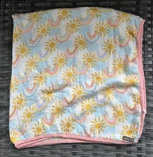 Matilda Jane Swaddle Blanket Rainbows Sunshine Lovey Pink Trim