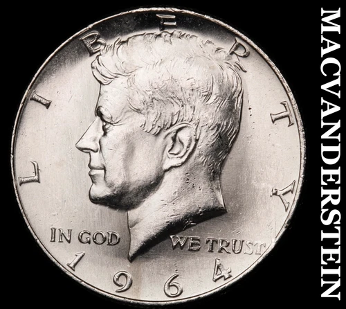 1964 Silver Kennedy Half Dollar - Choice Gem Brilliant Unc  Lustrous  #G7843