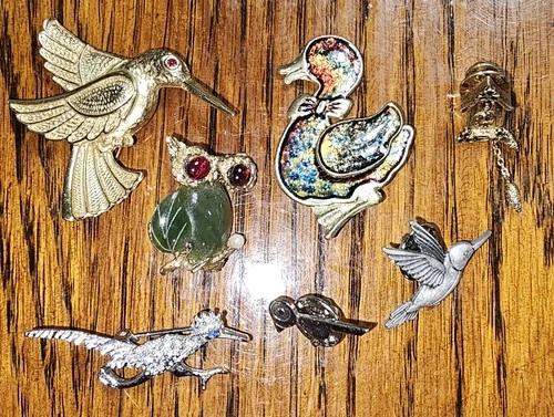 #26 Brooch Lot, Birds, Vintage To Modern Costume Jewelry