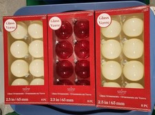 New Ashland Glass Christmas Ornaments 3 bxs 8/bx Ivory Cream  Red 2.5"