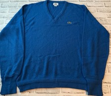 Izod Lacoste Mens XL Blue Orlon Acrylic V-Neck Sweater Made in USA