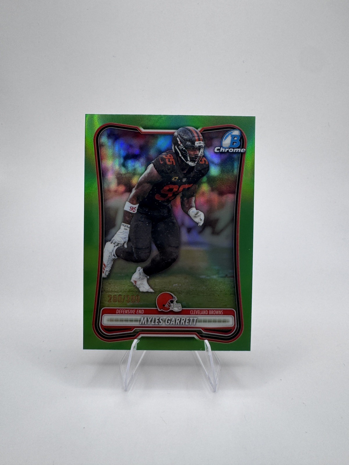 Topps Bowman Chrome 2026 Myles Garrett Cleveland Browns Neon Green #BCV-24 /399