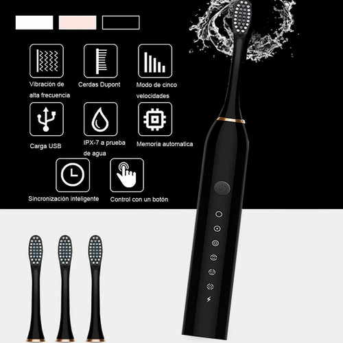 Cepillo de dientes eléctrico modo 6 niveles USB recargable luz indicadora IPX 7 Wate - Imagen 1 de 12