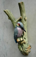 WELLER POTTERY BRIGHTON KINGFISHER WALL HANGING W/ DOUBLE VASE 12