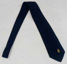 Vintage Ferrari Silk Tie FML Italy Navy Blue Textured Solid Prancing Horse Logo