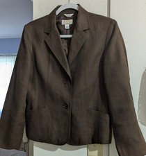 Talbots 100% Irish Linen Brown Blazer Women s...