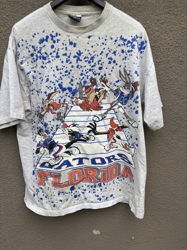 Vintage 90s Florida Gators Looney Tunes T Shirt Size XL Gray Made In USA  - Afbeelding 6 van 15
