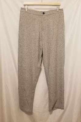 Ted Baker LOPUS Wide Fit Wool Rich Trouser 32R Light Grey Textured Stretch Waist