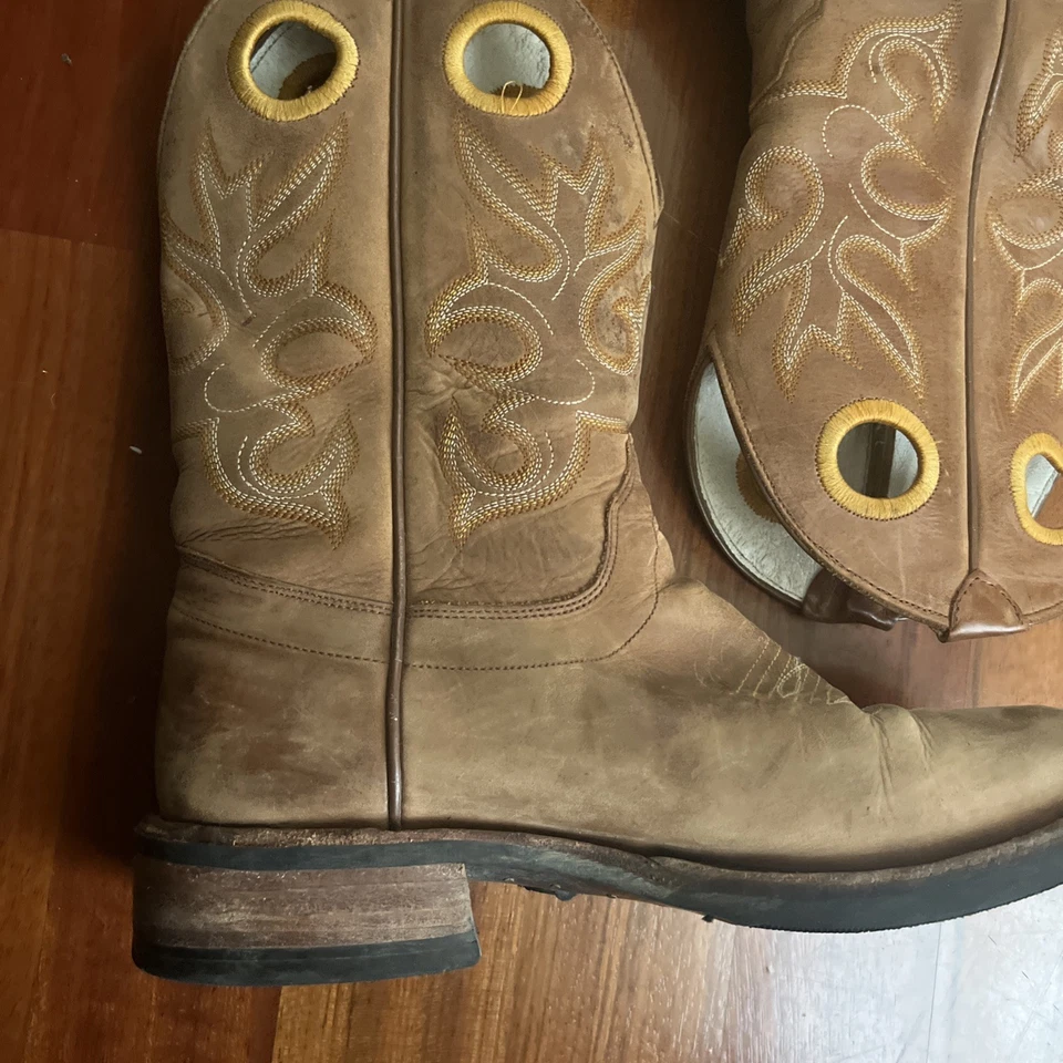 Botas Olathe Para Hombres 8.5 D Colección Vaquero Stock Áspero Cuero Vaquero Occidental Foto 2 de 4