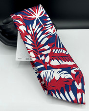 Tommy Hilfiger Men's 100 Silk Tie Red Leaves NEW MSRP: 69.50