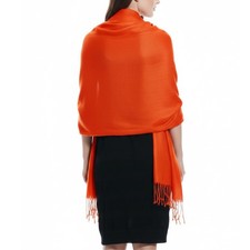 Soft and Silky Bamboo Rayon Pashmina Feel Shawl Scarf Wrap Orange