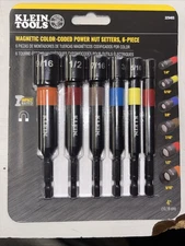 Klein Tools 32946S 4 Inch 6 Piece Color Coded Magnetic Power Nut Setter Set