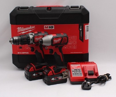 Milwaukee M18 BPP2Q 18V Kombi-Bohr- & Schlagschrauber 4,0Ah Twin-Set - Gehäuse (U)