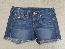 True Religion Shorts Womens 27 Blue Jean Cutoff Made In USA
