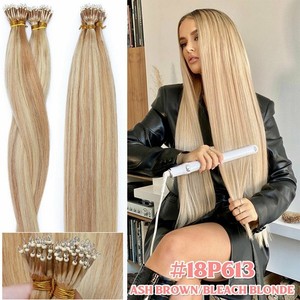 Nano Rings Link Loop Tip 100% Remy Human Hair Extensions Balayage 18/613 24inch